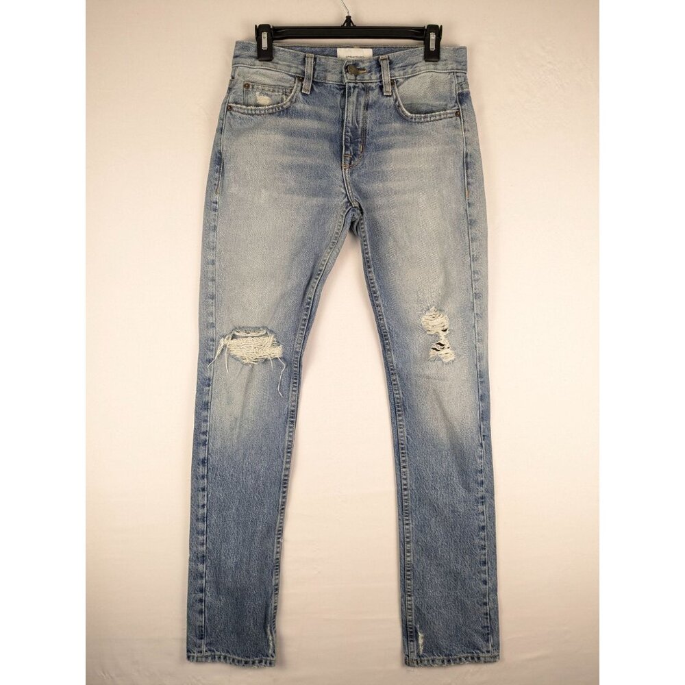 Current/Elliott Jeans Womens 23‎ The His Jean Light Wash Distressed Straight Leg